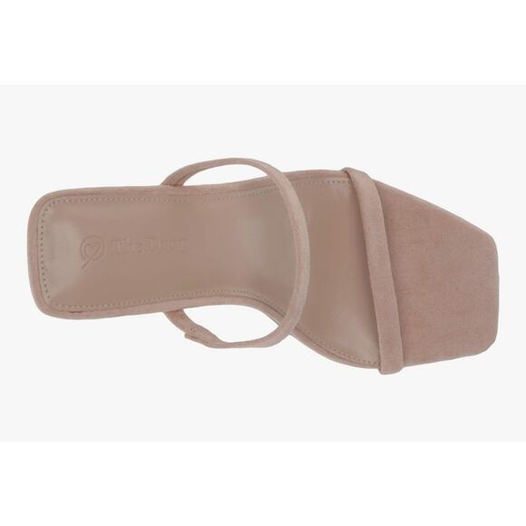 The Drop Women's Avery Square Toe Two Strap High Heeled Sandal, Natural Size 5.5 - Picture 7 of 7